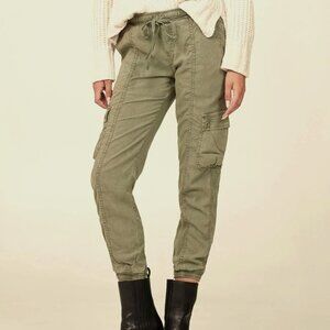 EILEEN FISHER CROPPED ORGANIC COTTON CARGO JOGGER TRACK PANTS CAPRIS sz L